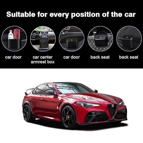 SXCCNW 2 PCS Car Bin, Car Bins for Front of Car with 90 pcs Trash Bags Mini Car Trash Can Hanging Type for Family Office Kitchen Cars Front Seat Accessories 16x14 x7 cm Black