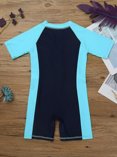 Image of Alvivi Kids Baby Boy Girls Short Sleeve Shorty Swimming Suit UV Sun Protective Zipper One Piece Swimsuit