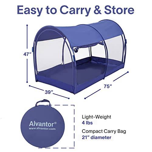 Alvantor Mosquito Net Bed Canopy Bed Tents Dream Tents Privacy Space Twin Size Sleeping Tents Indoor Pop Up Portable Frame Breathable Cottage Navy (Mattress Not Included) #TOP4