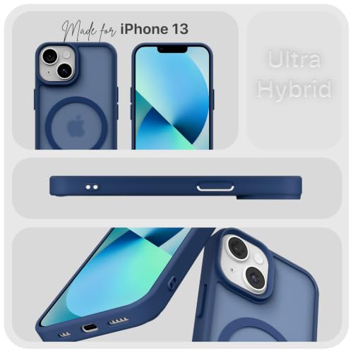 Image of Pikkme Back Cover for iPhone 13 / iPhone 14 | Mag-Safe Compatible | Smoke Frosted Transparent Matte Finish | Hard PC + Soft TPU | Shockproof | Raised Camera Protection Bumper Case| Blue Smoke Mag-Safe