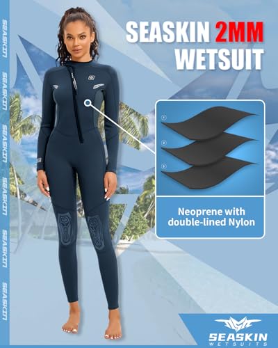 Seaskin Wetsuits For Womens 2Mm Front Zip Full Body Diving Suits thumb #5