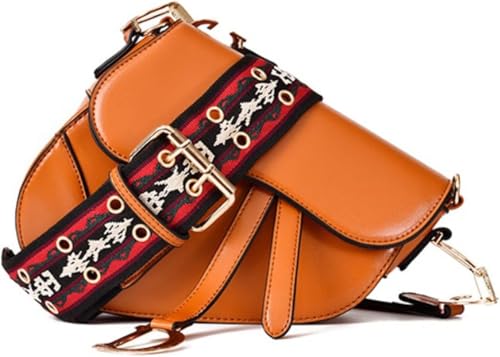 Shoulder bag PU Leather Saddle BagFemale Shoulder Bag Wide Strap Messenger Cross Body Handbag Purse For Women2