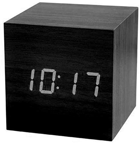 Wanduhr Wecker-Funkprojektion-Wecker-Bett-Digital-Radio-Tischuhr-Tischuhr Waker (Color : Black)