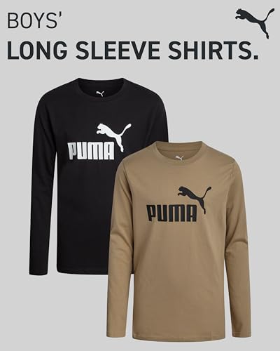 PUMA Boys Long Sleeve Shirts - 2 Pack Athletic Youth Crew Neck Performance Activewear Boys T Shirts for Kids (8-20)2