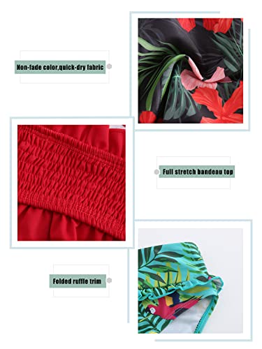 Image of Girls Bikini Swimsuits Two Piece Bathing Suit for Kids Girls Hawaiian Smocked Swimwear 3-16 Years