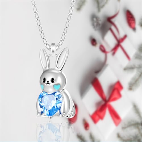 Collier pendentif lapin bleu en cristal cadeau de naissance unique - 5