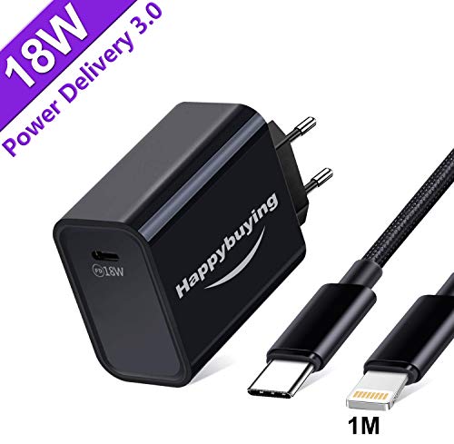 Cargador USB C para Iphone 11/11 Pro/11 Pro Max/SE 2020/12 12 Plus 12 Pro Max 5G/8 X XR XS Max,8 Plus,6S 6 7,Ipad Air/Mini 1 2 3 4,Ipad Pro,18W PD Cargador Carga Rapida Power Delivery 3.0 +1M Cable