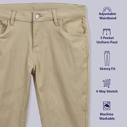Image of Girls 4-20 Stretch Fabric Adjustable Waist Skinny School Pant