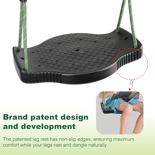 Image of Plastic Tree Swing for Kids, Heavy Duty Swing Seat with Adjustable Rope, Swing Set Accessories, Indoor Outdoor Backyard Playground, Black