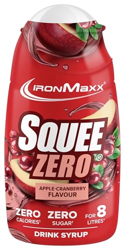 IronMaxx SqueeZero - Apple Cranberry 65ml | Sirup, Erfrischendes Geschmackserlebnis für 8 Liter, Zuckerfrei und Kalorienfrei in 100ml verzehrfertigem Getränk