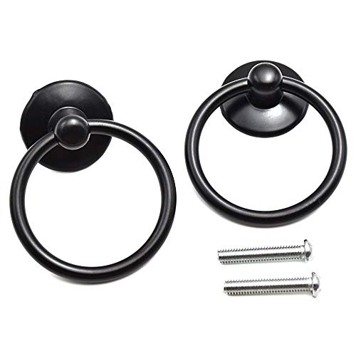 Aifeier ET Single Hole Metal Drop Ring Knobs Black Drawer Pull Handle for Cabinet, Dresser and Door (2 Pack)