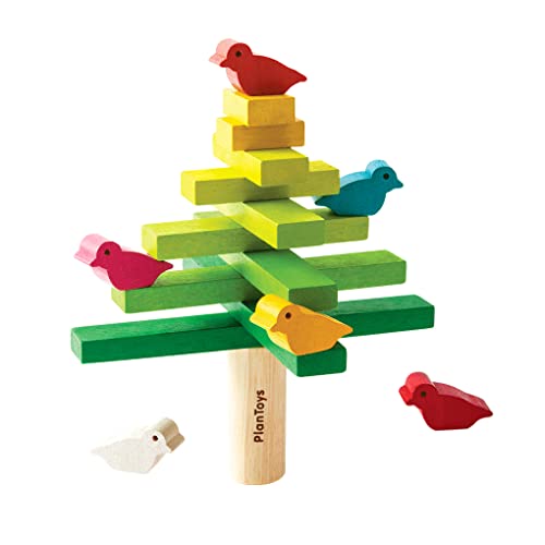 Image of PlanToys® Wooden Balancing Tree Game | Montessori Stacking Toy with Birds for Fine Motor Skills & Coordination | Educational Game for Toddlers, Preschool Kids & Family Play