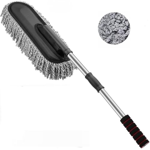Image of 4 PCS Microfiber Car Duster Kit Interior & Exterior Car Cleaning Detailing Tool Scratch & Lint Free, Pollen Removing Extendable Long Handle Duster for Car & Motorcycle car (Car Duster Kit)