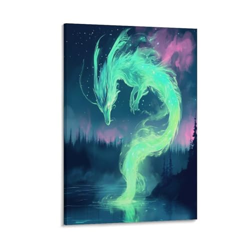Peintures sur toile dragon décoration murale affiche chambre 12x18inch