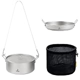 SILVERANT Ultralight Titanium Large 2-Piece Pot & Pan Camping Cookware Set, Lightweight Titanium Cam