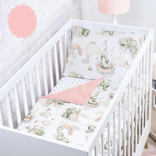BABYSAFE Juego Funda Nórdica Cuna 90x120 y Funda Almohada 40x60 Coordinada, 100% Algodón Certificado Oeko-Tex - Hecho en Europa, Suave, Transpirable y Seguro para Bebés y Niños