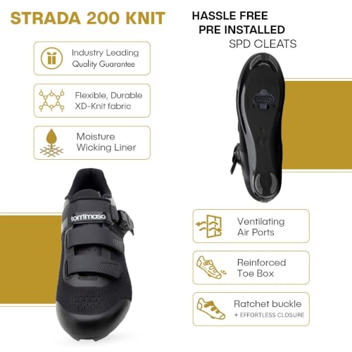 Image of Tommaso Strada Mens SPD Shoes-Ready-to-Ride Mens Cycling Shoes with Pre-Installed SPD Cleats-Explore Vareity Cycling Shoes & Bike Accessories.