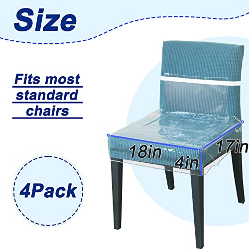 Pakoula 4 Pack Plastic Chair Covers 18X17 Inches With Adjustable Velcro Anti-Cat Scratch Waterproof Pvc Dining Chair Protectors Cover Clear Plastic Seat Covers For Dining Room #TOP1
