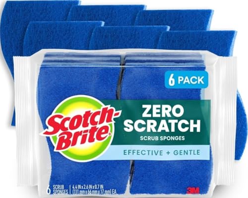 Scotch-Brite Zero Scratch Scrub Sponge, 6 Pack