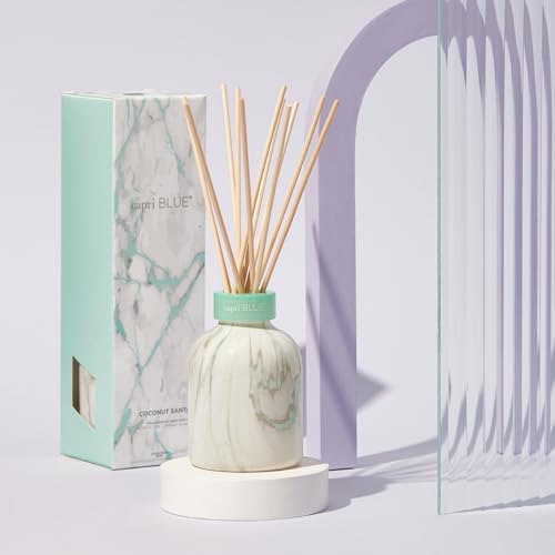Capri Blue Modern Marble Reed Diffuser Set for Luxury Bedroom & Bathroom Air Freshening - Coconut Santal (5.7 fl oz)  
C