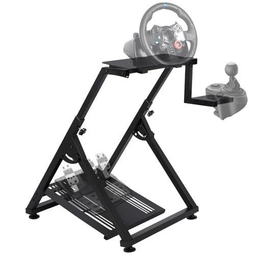 Hipicute Sim Racing Wheel Stand, Heavy Duty Adjustable Cockpit With Shifter Mount | Foldable Steering Wheel Stand for PC/PS5/Xbox | Universal Compatibility (Pedals Not Included)