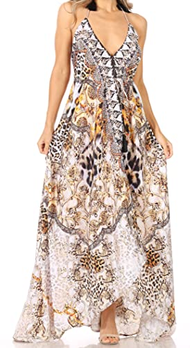 Image of Sakkas Lizi Womens Maxi High-Low Halter Handkerchief Long Dress Beach Party