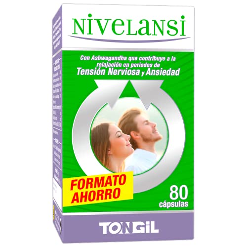 Nivelansi 80 Cápsulas con Ashwagandha y Rhodiola, Azafrán, 5HTP, Griffonia, Melisa, Vitamina B6 |...