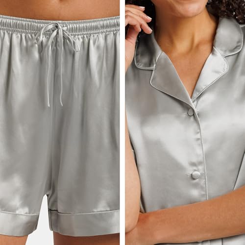 Image of Fishers Finery Women's 100% Mulberry Silk Short Pajama Set; Short Sleeve