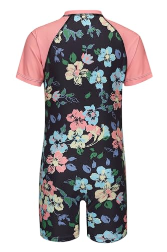 Image of Girls Rash Guard Swimsuits One Piece Bathing Suits for Girls UPF 50+ Sun Protection Short Sleeve Sunsuits Zipper