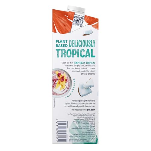 Alpro Coconut Unsweetened Drink, 100% Plant-Based, Lactose Free - 6x1L Package design may vary
