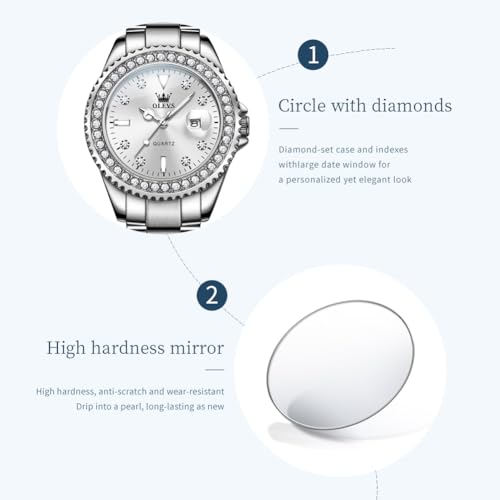 Image of OLEVS Quartz Watch Women Silver Stainless Steel Waterproof Luminous