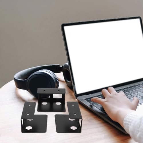 Soporte para Laptop con montaje bajo escritorio y tapetes antideslizantes Eva, 2 juegos, con soportes de hierro resistente para ahorro de espacio, evita deslizamientos y utiliza espacio no usado para oficina y estudio miniatura 4