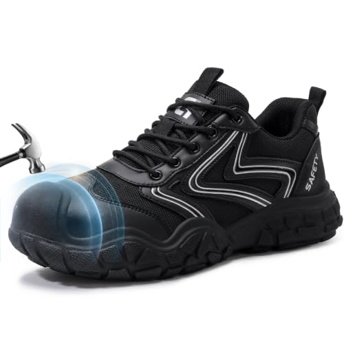 Image of Steel Toe Work Shoes for Men Lightweight Safety Shoes | Puncture Resistant, ASTM, Comfortable, Construction Industrial, Warehouse, Logistics, Factory, Workshop, Packing, Maintenance