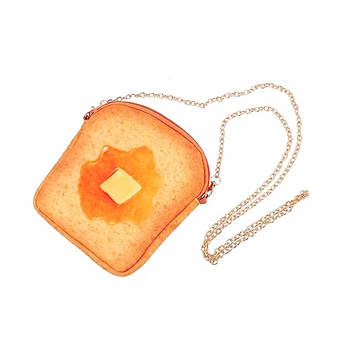 LIFKOME 1 Pieza Bandolera Tostada Conformado Bolso Con Forma De Comida Bolso Tostado Bolso De Pan Hombro Bolsa Cartera Monederos De La Novedad Bolso Lindo Manteca Bolso Mini Con Cadena