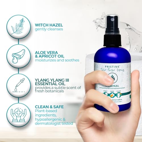 Image of PRISTINE Toilet Paper Spray - As Seen on Shark Tank, More Natural Personal Cleansing Wipes & Flushable Wet Wipes Alternative, Spray Toilet Paper to Create Flushable Wipe, Original, 4 fl oz