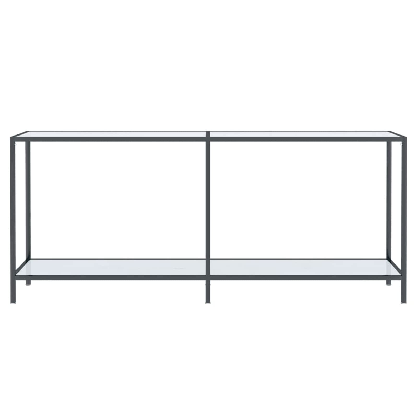 Stół konsolowy biały 180 x 35 x 75 cm ze szkła hartowanego, stolik konsolowy do przedpokoju, wąski stół wejściowy z szufladą i półkami do przechowywania, stolik na sofę do małych przestrzeni