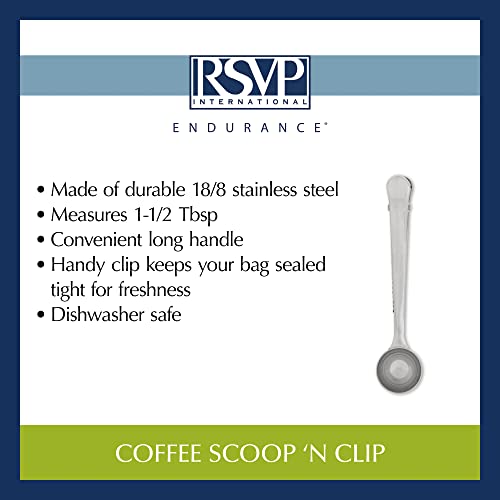Rsvp International Coffee Scoop Collection, 1-1/2 Tablespoon, Clip, Stainless Steel #TOP6
