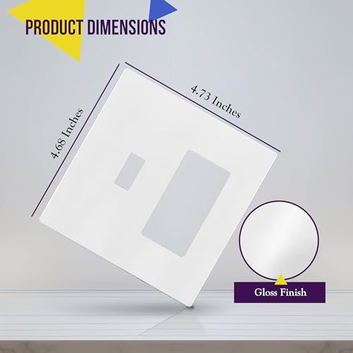Image of ENERLITES Combination Toggle Light Switch /Decorator Light Switch Plate, Double Switch Wall Plate, Standard Size 2-Gang 4.68 inch x 4.73 inch, Polycarbonate Thermoplastic, Gloss Finish, SI881131-W, White