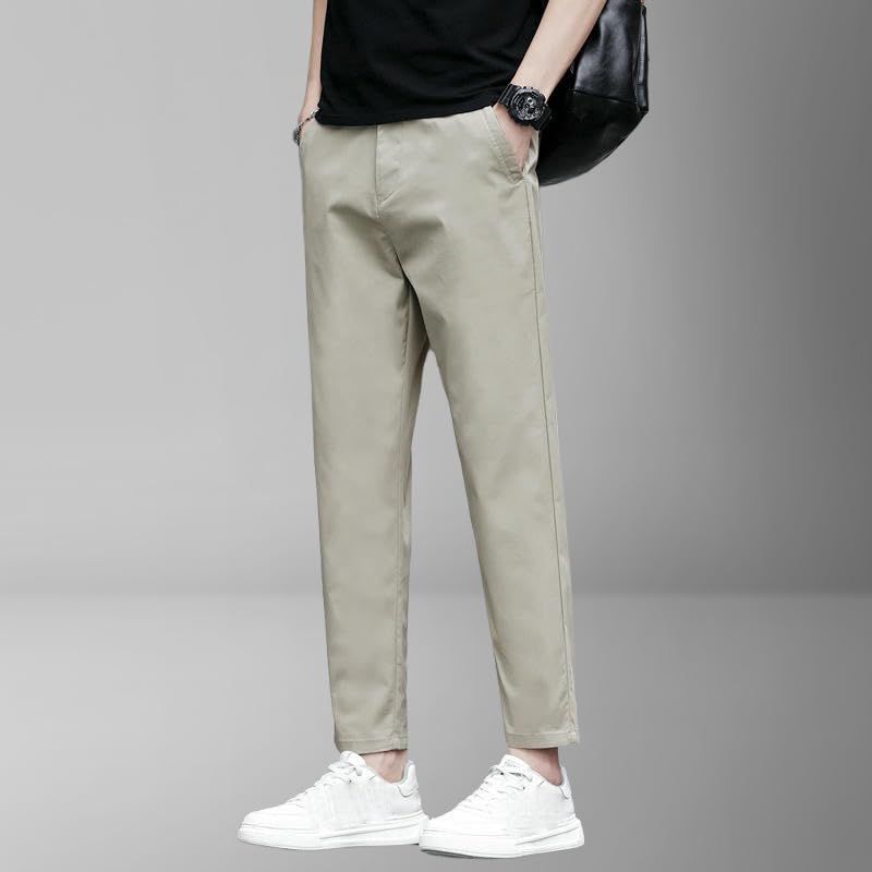 Men's Summer Thin Ice Silk Nine-Tenths Slim Straight Loose Versatile Casual Pants2