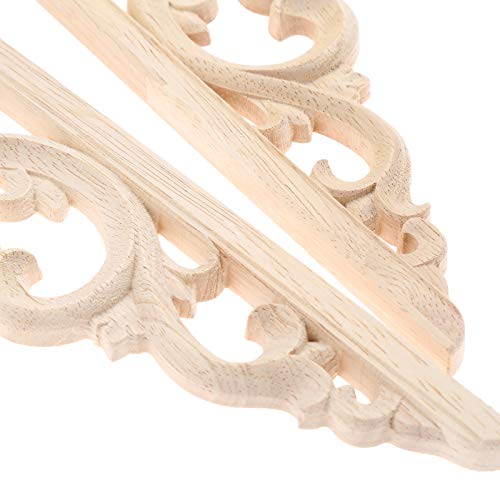 Muxsam Wood Carved Corners Appliques Onlays, 2-Pair Unpainted Wood Caravings Decals For Cabinet Dresser Cupboard Mirrors Walls Doors Closet Fireplace Bed Frame Diy Craft Project, 18X9Cm/7.09"X3.54" #TOP7