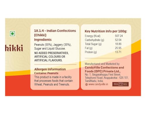 Image of CandyVille Chopped Peanut Chikki (500 Gram - Pack Of 2 X 250G)|Chikki|Kadalai Mittai|Gazak|Traditional Sweets|Made With Jaggery|No Plastic Wrappers,