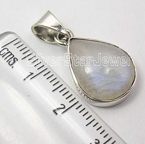 925 Sterling Silver Rainbow Moonstone tcw 8.6 Pendant 1" Indian Jewelry4