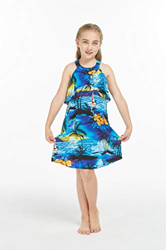 Image of Hawaii Hangover Family Matching Hawaiian Clothes, Sunset Blue | Family matching Hawaiian outfits, Sunset Blue, lightweight rayon, machine washable, tropical print, luaus, cruises