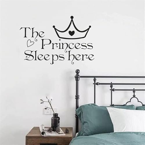 The Princess Sleeps Here Wall Sticker for Baby Girl Bedroom Decor Background Home Decoration Stickers Art Decals Wallpaper Blue 20x32cm Cover