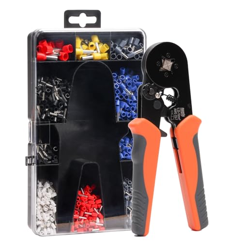 iCrimp Square Self-adjustable Wire Ferrule Crimping Tool for AWG23-7 Bootlace End-Sleeves Ferrule, Ratchet Crimper Kit (HSC8 6-4T)