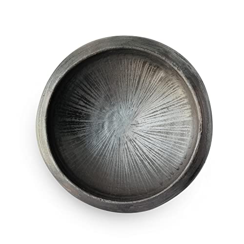 Image of Kichera 9.5 Inch Clay Tawa /Frying Pan /Appam /Pathiri Chatti for Cooking & Serving (Black)