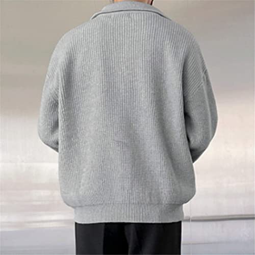 Pull à revers épais homme tricot décontracté fermeture éclair