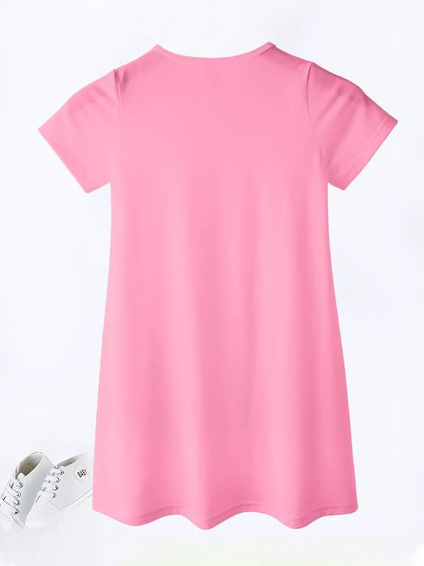 MyFav Girls Dress Short Sleeve Summer Casual Cute Midi Dress2