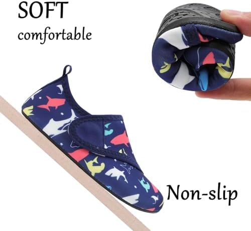 JOINFREE Girls and Boys Beach Water Shoes Kids Summer Walking Swimming Shoes BlueRedShark 1-2 Big Kid — view 3
