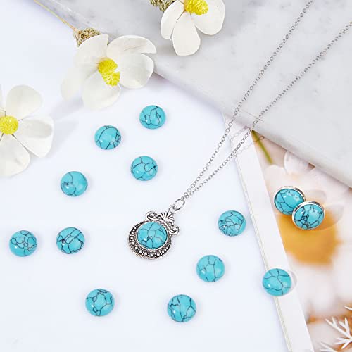 SUNNYCLUE 1 Box 100Pcs Gemstone Cabochons Round Stone Flatback 12mm Flat Back Synthetic Turquoise Cabochon No Hole Beads Half Round Cabochons for jewellery Making DIY Finger Rings Earrings Craft Adult - Image 4